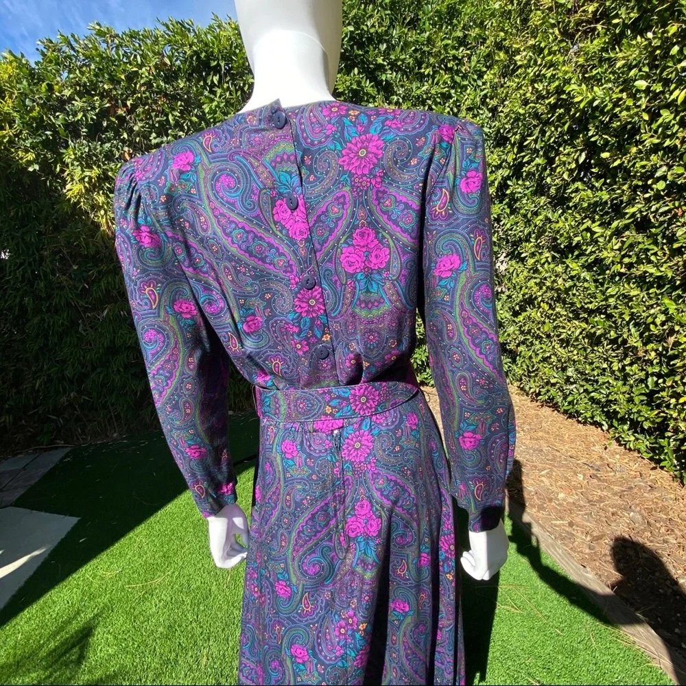 E.D. Michaels Vintage Paisley Long Sleeved Dress - Picture 7 of 11